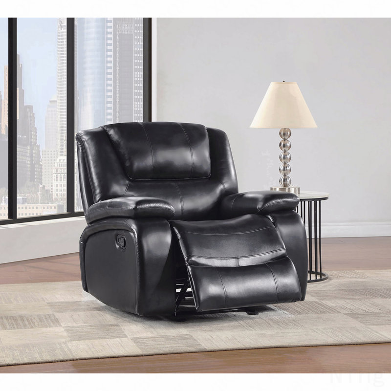 Fauteuil oscillant rembourré avec fauteuil inclinable, Noir