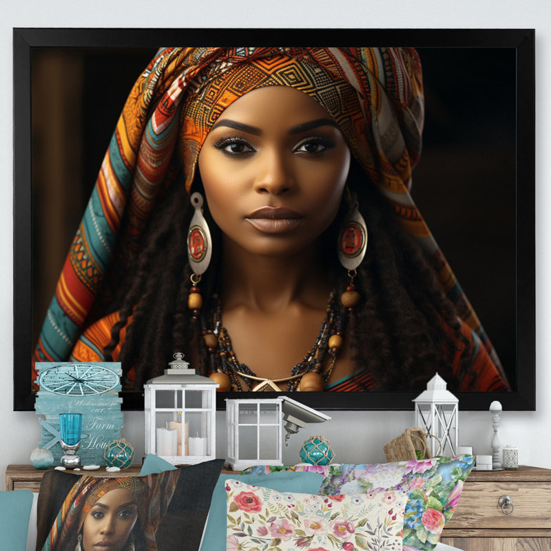 Impression sur toile Chiemi Tribal africain Swazi Emahiya, H 24 po x l 32 po x P 1 po, Cadre simple noir