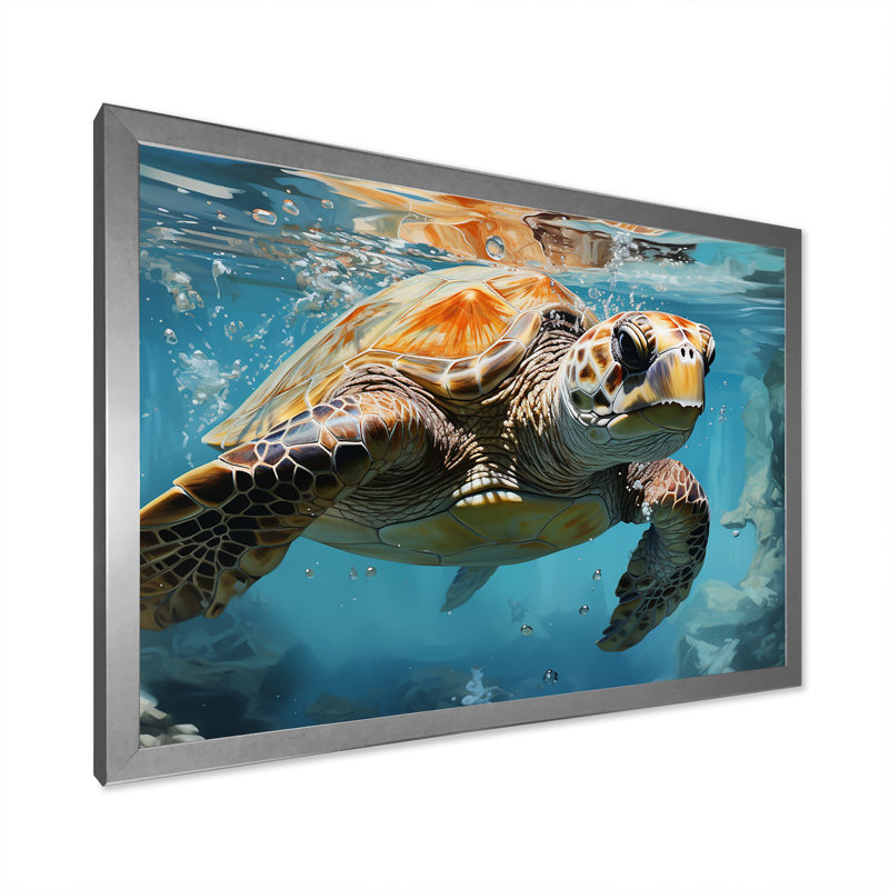 Azure Wanderer sur toile, Cadre simple argenté, H 16 po x l 32 po x P 1 po
