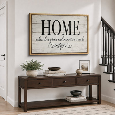 Rustic Home Quote Artwork, Farmhouse Living Room Pictures, Framed Canvas Giclee Print Wall Art