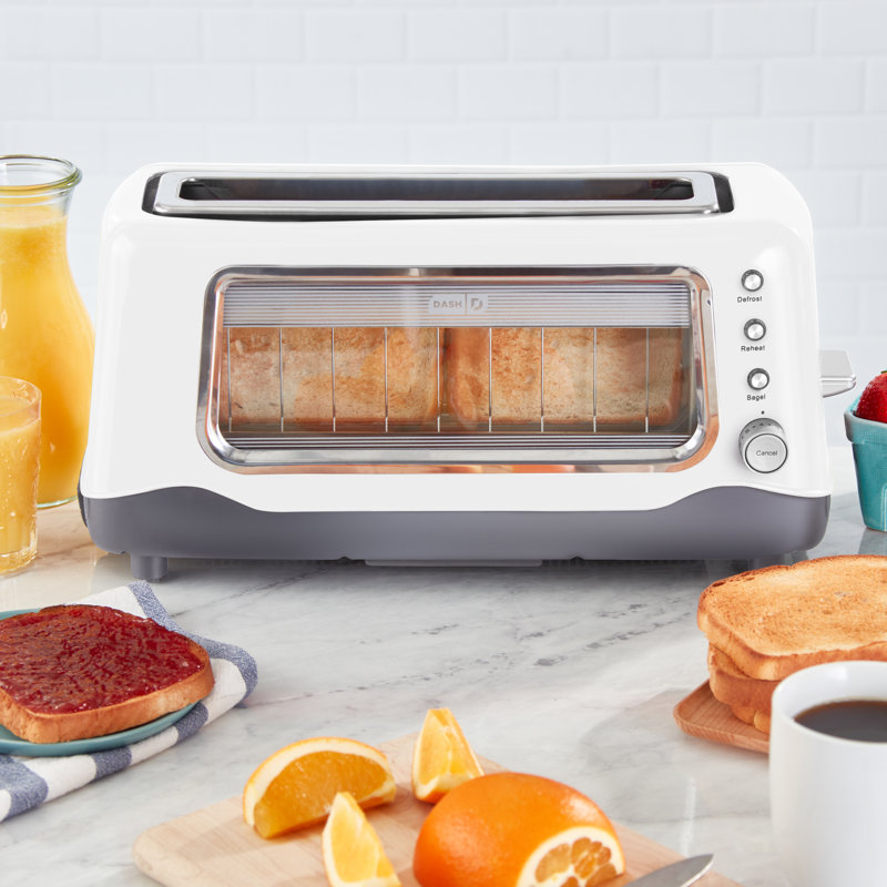 Dash 2 Slice Long Slot Clear View Toaster, White