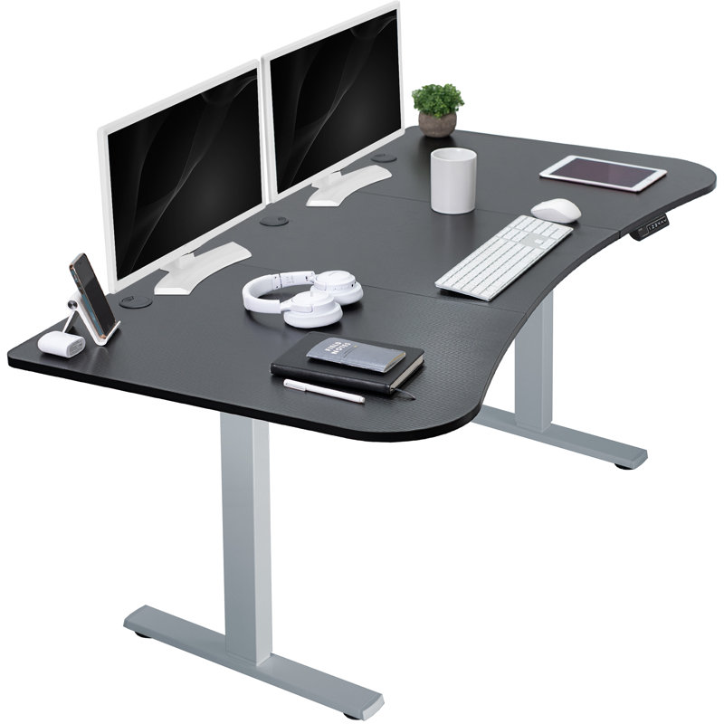 Electric 63" x 32" Stand Up Desk (DESK-KIT-1B1B Series), Rustic Black/Gray