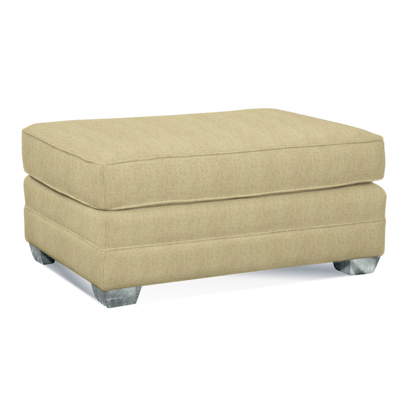 Bedford Upholstered Ottoman, Nickel , Beige Sugar Performance; 0863-93