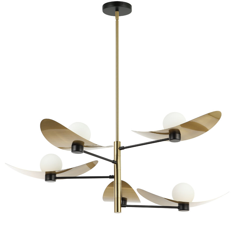 Christobel 5 Light Chandelier, Aged Brass, Matte Black