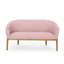 En rosé, design Mid-Century moderne, surpiqué en canal, rosé aux pieds bruns, support en bois d'hévéa