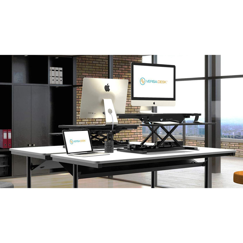 Adjustable Height Steel Standing Desk Converter, 20" H x 36" W x 24" D
