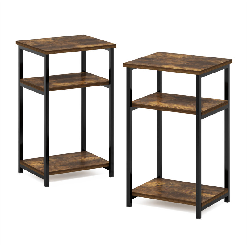 Aliyssa End Table Set, 22.8" H x 13.4" W x 11.7" D, 2, Amber Pine/Black