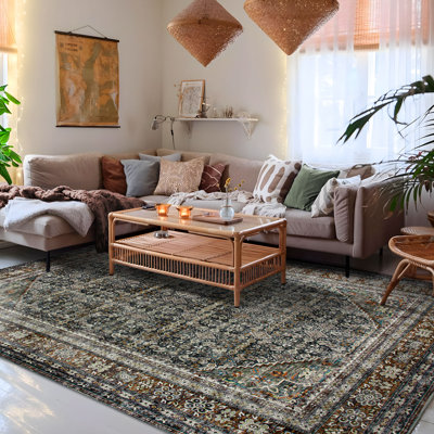 CYNTHIA Machine Washable Vintage Distressed Area Rug Soft Foldable