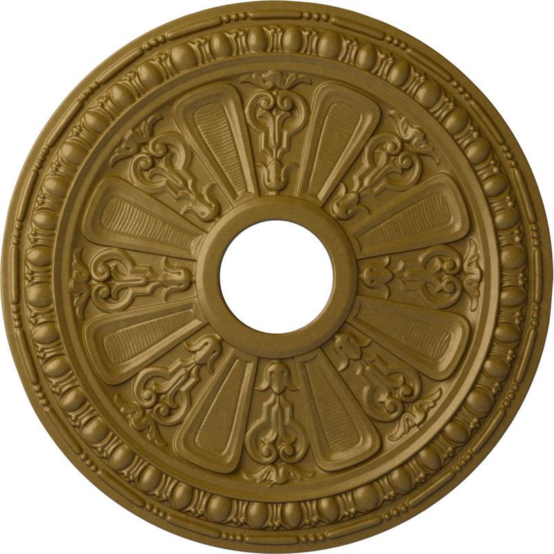 Endurathane Foster Ceiling Medallion, 19 1/8"OD x 1"P (Fits Canopies up to 5 5/8"), Hand-Painted Clear Yellow Finish, Gold