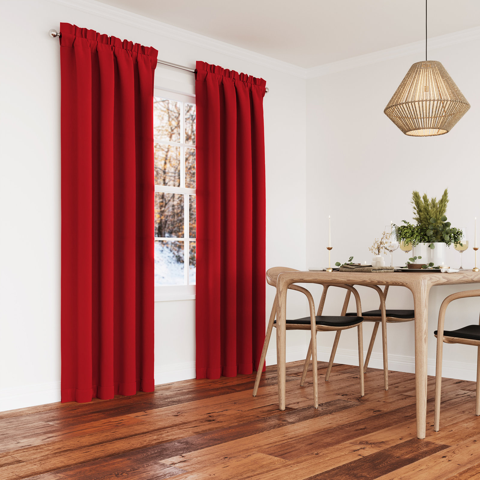 Wayfair Basics® Thermal Room Darkening Rod Pocket Curtain Panel, 54" W x 95" L, Holiday Red