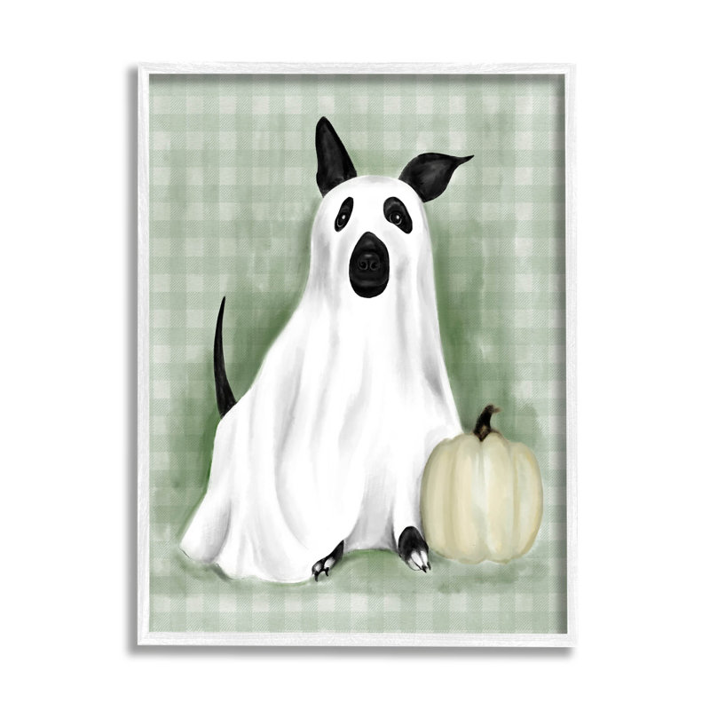 Déguisement de chien fantôme d'Halloween, estampe numérique encadrée par Lil 'Rue, H 20 po x l 16 po x P 1,5 po