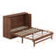 Grand lit escamotable, armoire-lit en bois de pin avec centrale électrique et panneau de décoration en rotin-113029308