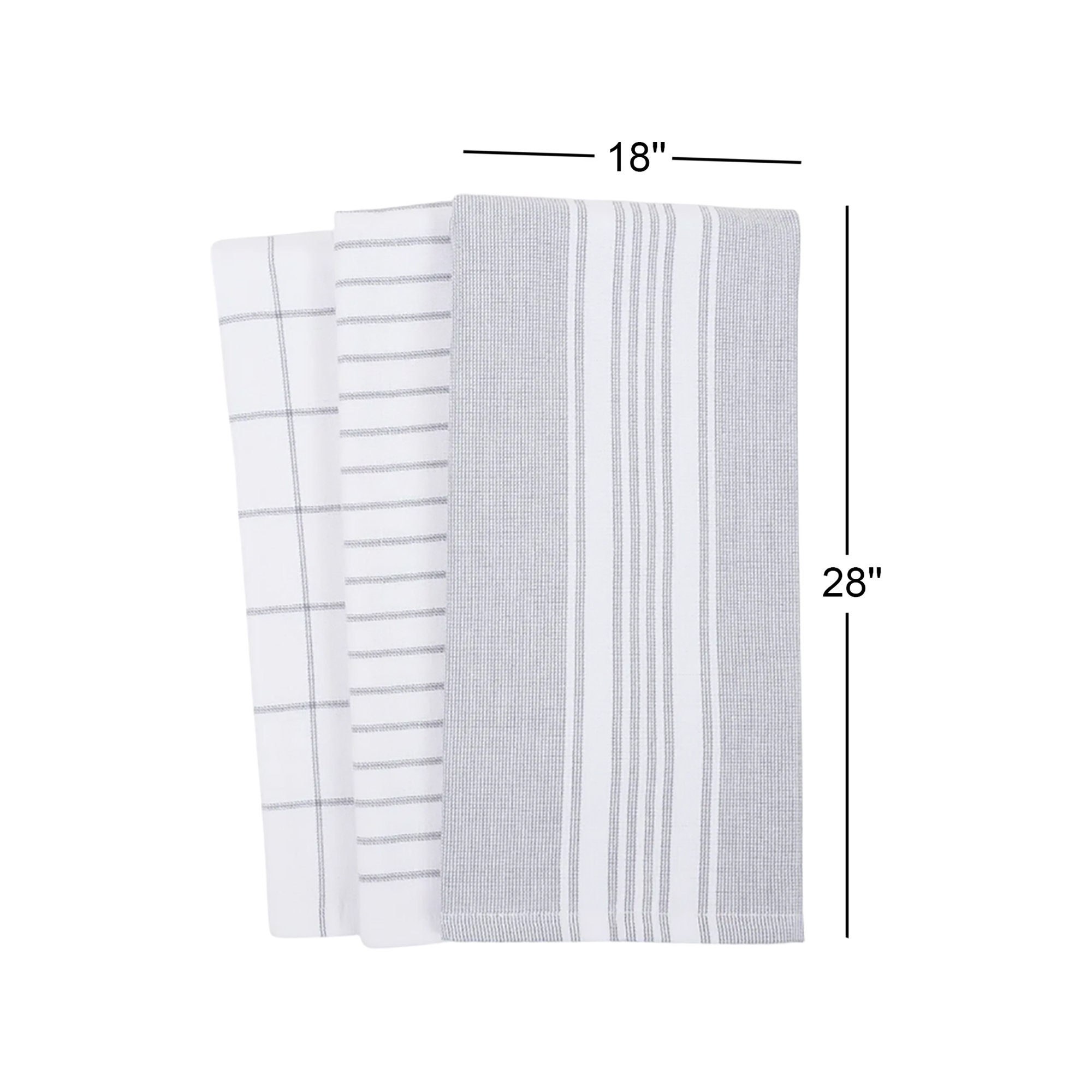 Damali Stripe Kitchen Towel Linen Set, Gray