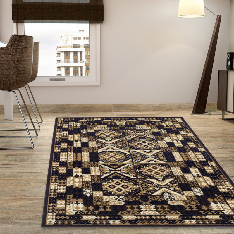 Tapis brun / beige / noir Padillo, Rectangulaire 8 pi x 10 pi