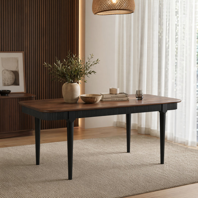 Havenwood Luxe Wood Dining Table, Walnut/Black