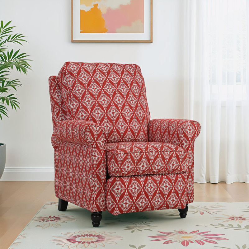 Leni 33.5" Wide Manual Standard Recliner, Cranberry Red Ikat