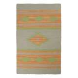 Flatweave Wool Area Rug in Gold/Green