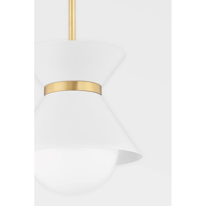 White Glass Globe Pendant Light with Polished Nickel Finish