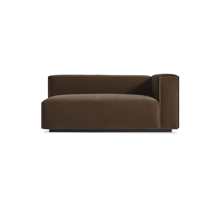 Cleon Chaise Lounge, Coffee Velvet, Right Hand Facing