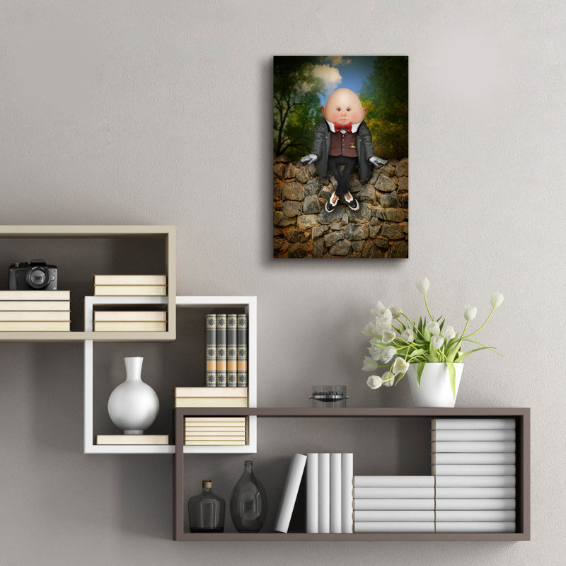 Art mural en verre épique «Humpty» par John Hovenstine, 16 po x 24 po, H 24 po x l 16 po