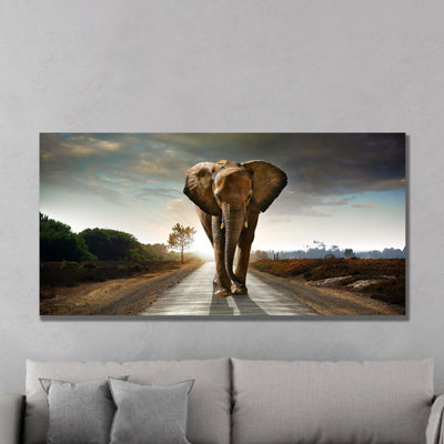 Éléphant, art mural sur toile, art animalier sur toile, nature sauvage, décoration murale