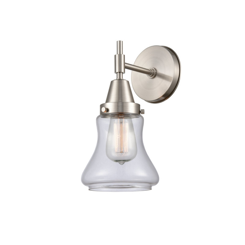 Gayle Armed Sconce, Satin Nickel, Clear, Incandescent