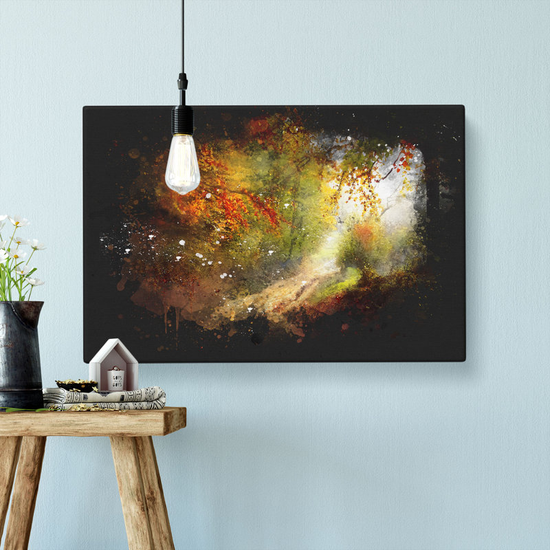 Autumn Forest Paint Splash - Wrapped Canvas, 60cm H x 91cm W x 3cm D