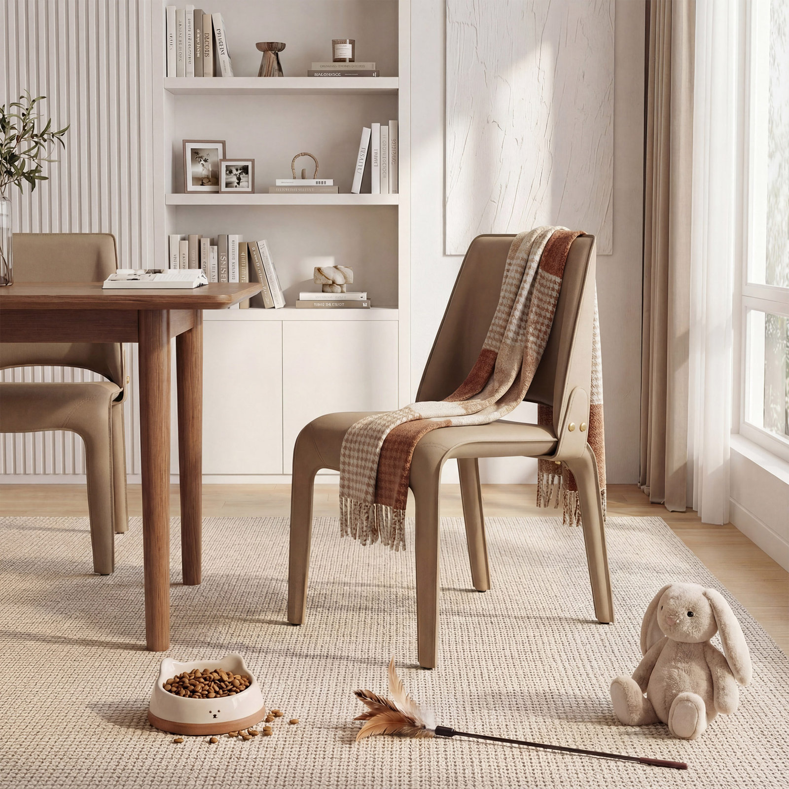 Vannes Vegan Leather Dining Chair, 1, Tan, No Assembly Needed