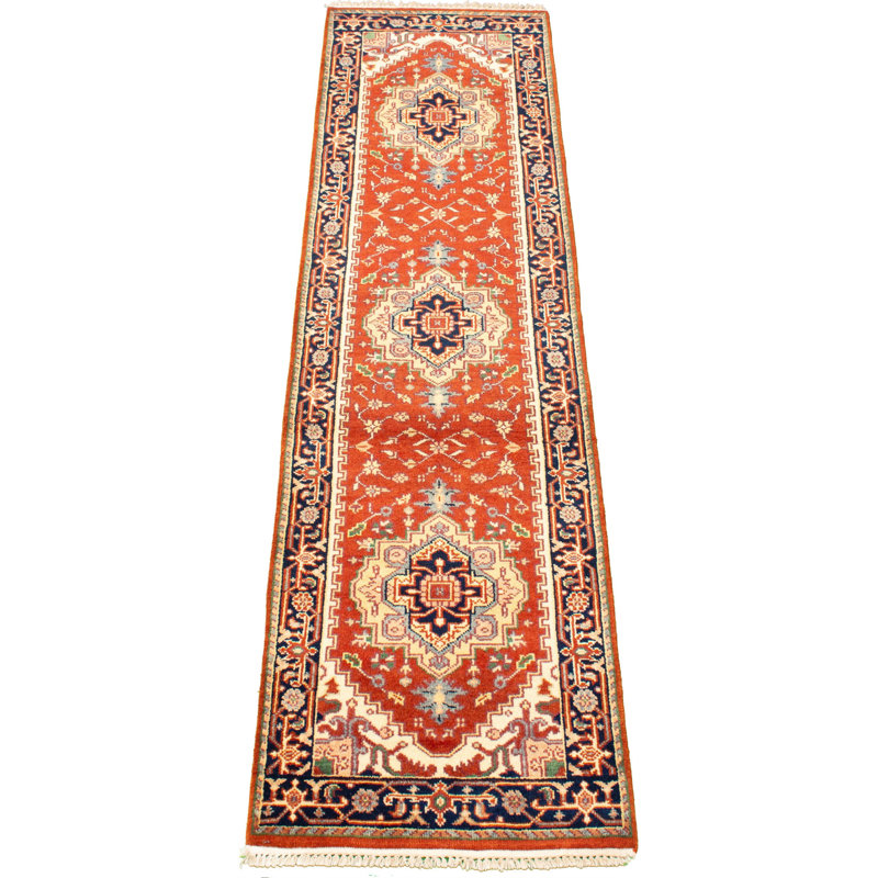Tapis de couloir en tapis décoratif laine noué à la main de conception unique 2 pi 7 po x 10 pi noué à la main new age serapi