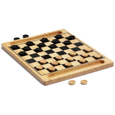 Ensemble de jeu de société GSE 2 en 1 réversible en bois naturel réversible et jeu de société Tic-Tac-Toe avec pièces de jeu