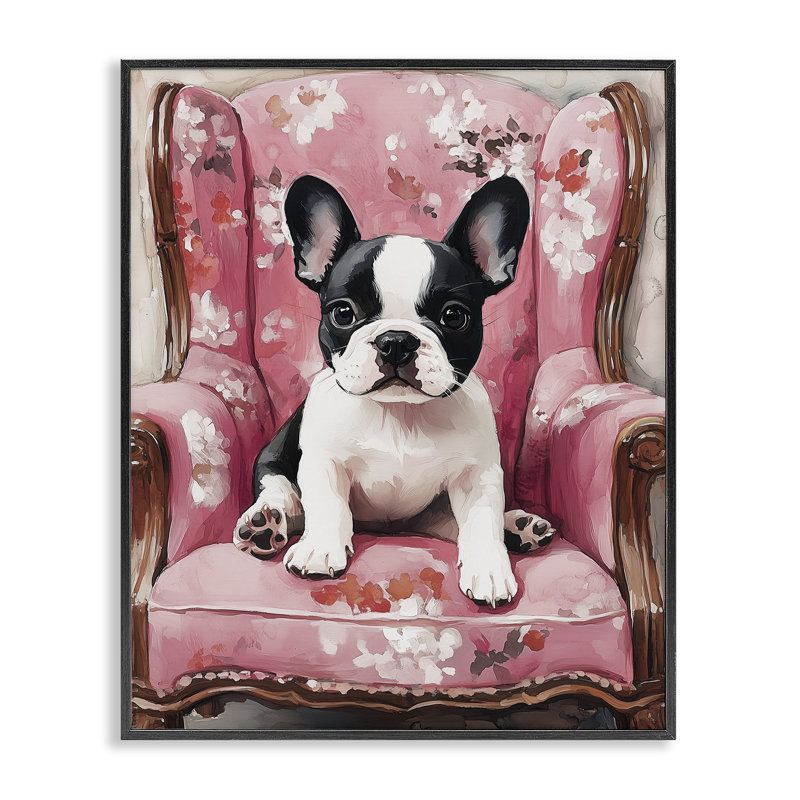 «Sweetest Dog Frenchie», estampe numérique, conception par Annabelle Hall, H 14 po x l 11 po, Giclée encadrée noir minuit