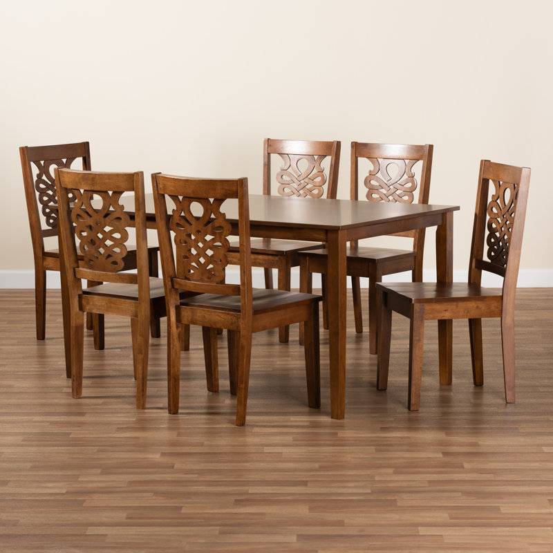 Ensemble repas pour 6 personnes Downing, Noyer brun, Noyer brun