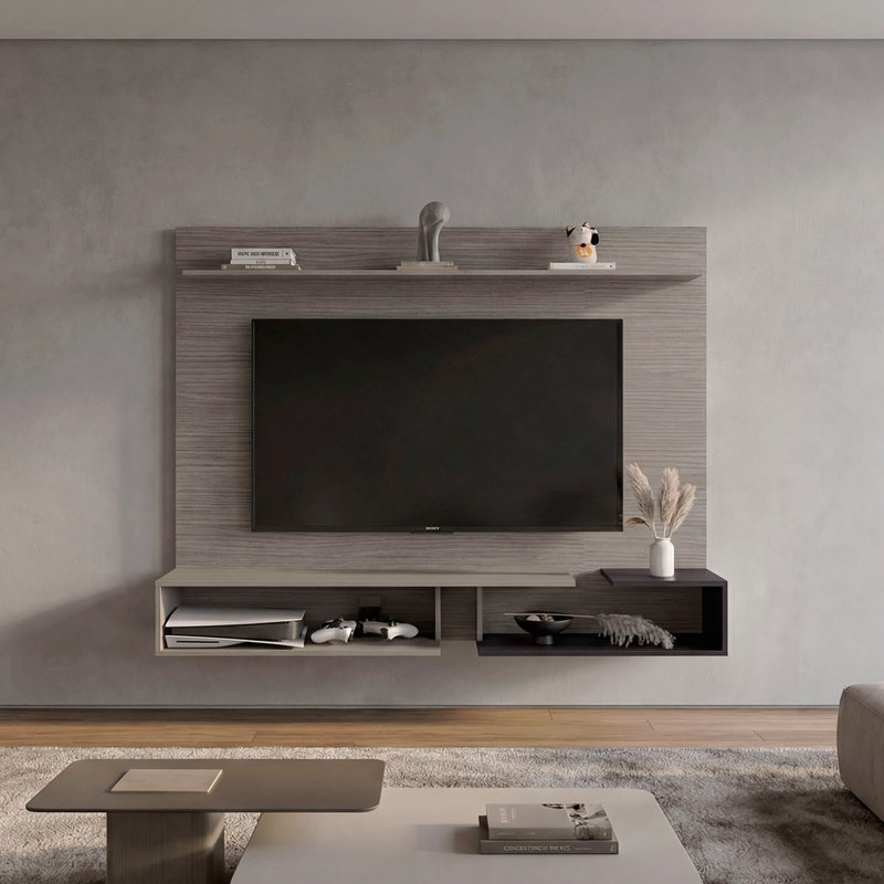 Meuble télé avec tablettes ouvertes Modern Modern, Light Gray