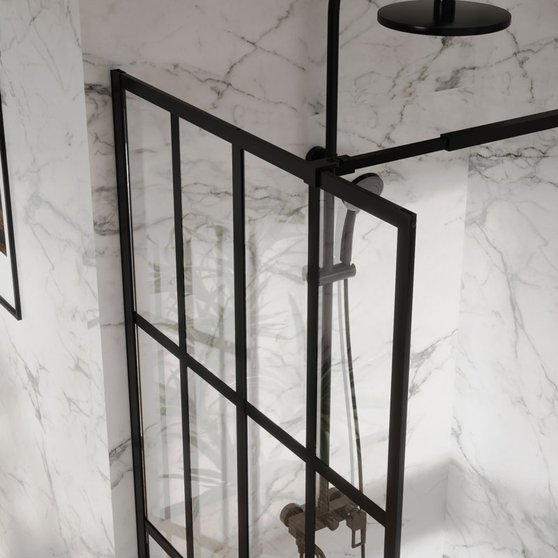 34" X 72" Frame Fixed Glass Panel Shower Door, 72" H x 34" W