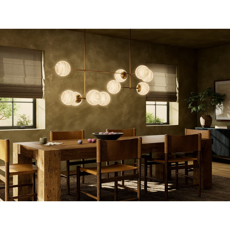 Armstrong 10 - Light Chandelier, Gray, Burnished Brass
