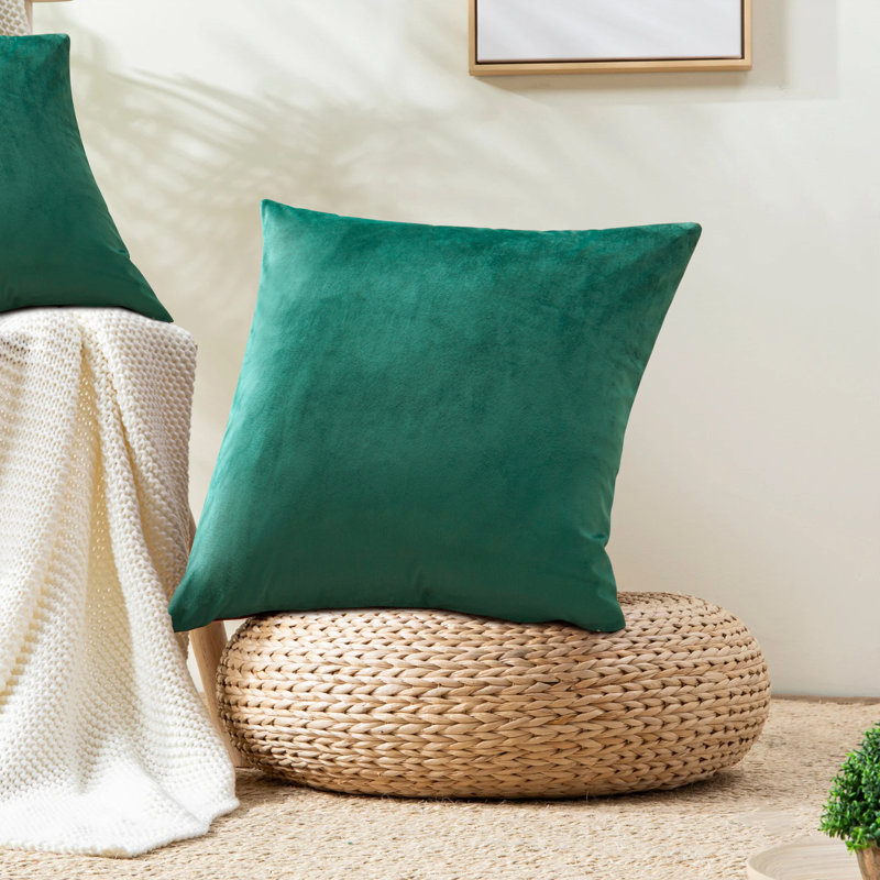 Crushed Velvet Scatter Cushion Cover Set, Green Emerald