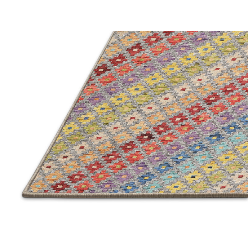 Tapis abstrait beige / rouge / bleu, Rectangle 8 pi x 12 pi