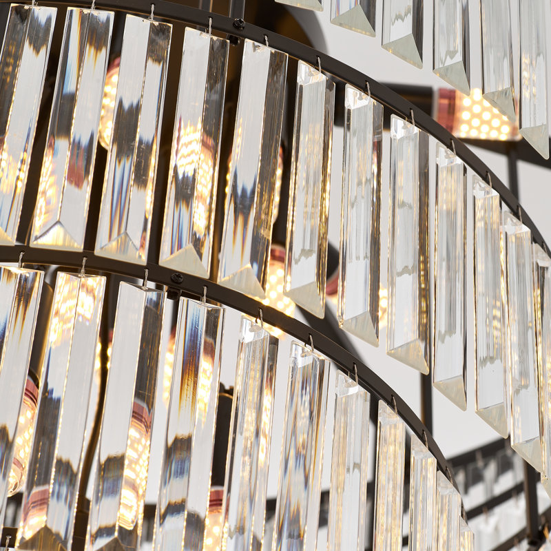 Crystal Chandelier For Living Room, 35.43 Inch 7-tier Modern K9 Chandeliers For Dining Room, Round Raindrop Light Hanging For High Ceiling, Staircase, Entryway, Foyer, No Bulbs included