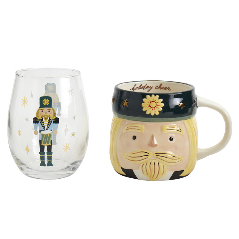 Ensemble de verres à vin et casse-noisette 2 pièces