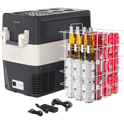 Réfrigérateur de voiture 12 volts, refroidisseur électrique 52QT (50L), réfrigérateur portatif 12V / 24V DC 110-240V AC, réfrigérateur de voiture 0 ℉ ~ 50 ℉, congélateur portatif avec panier pour camping-car, voyage en plein air