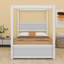 Wood Canopy Bed With Four Drawers And Support Slats