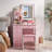 Bergelmir Blush Pink Vanity Set with LED Light Mirror & 5-Drawer Storage