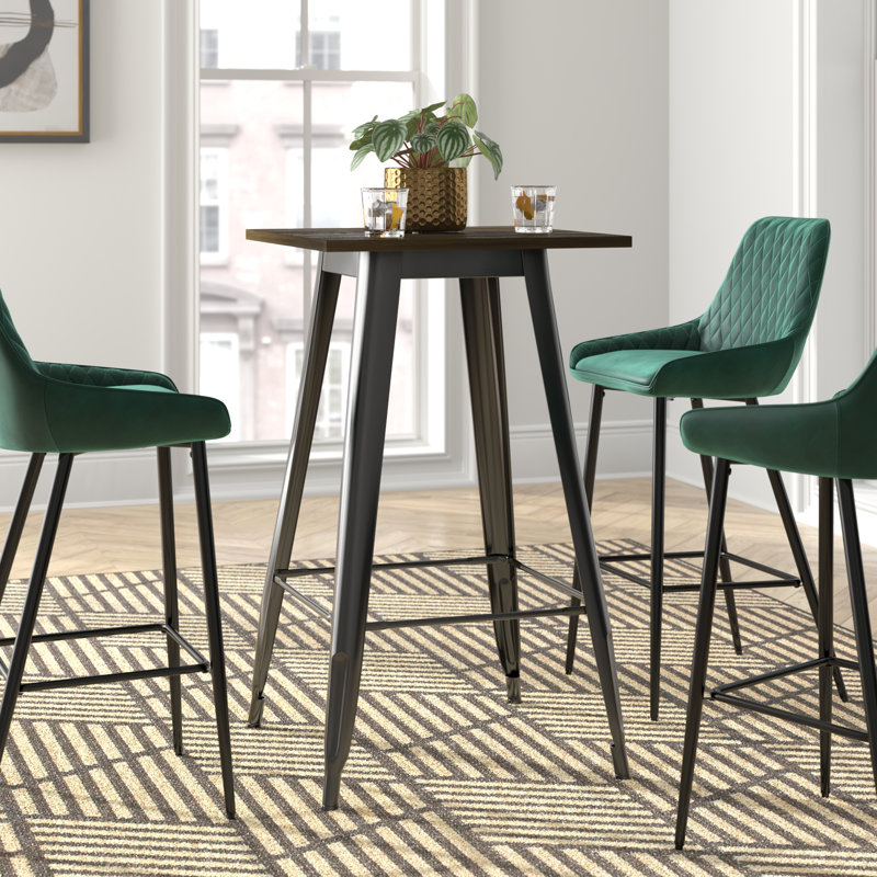 Solid Wood Top Dining Table, Black