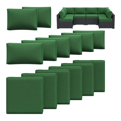 Ensemble de housses de coussin d'extérieur 14 pièces pour canapé modulaire 6 places, housses seulement