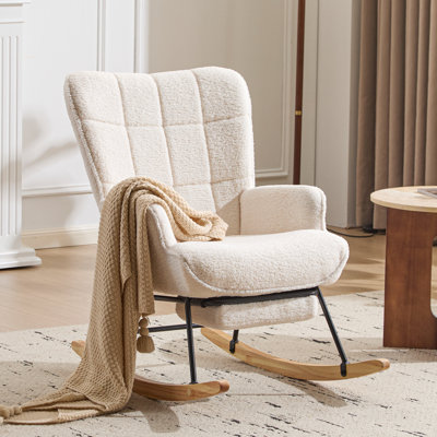 Chaise berçante rembourrée avec repose-pieds, chaise inclinable ergonomique à dossier haut pour salon, chambre à coucher
