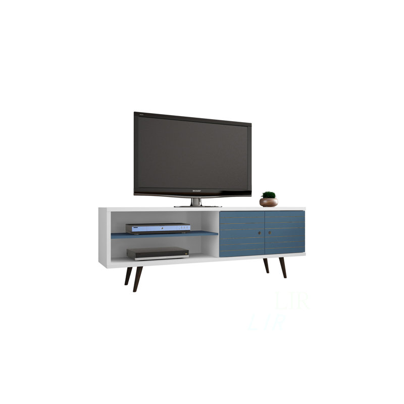 Meuble télé 63 po, Bleu / blanc
