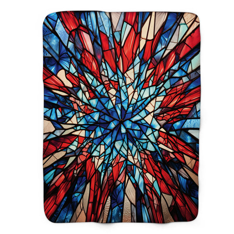 Art patriotique en verre - couverture en sherpa de qualité supérieure 1 pièce, Grand lit