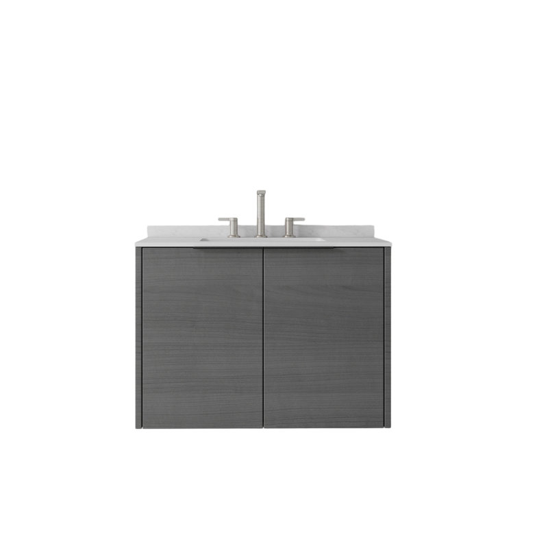 Meuble-lavabo flottant avec lavabo, Grey, 30" W