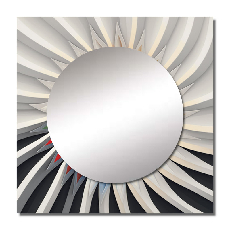 Miroir visionnaire rétro mandala sur blanc VI, 23 po x 23 po