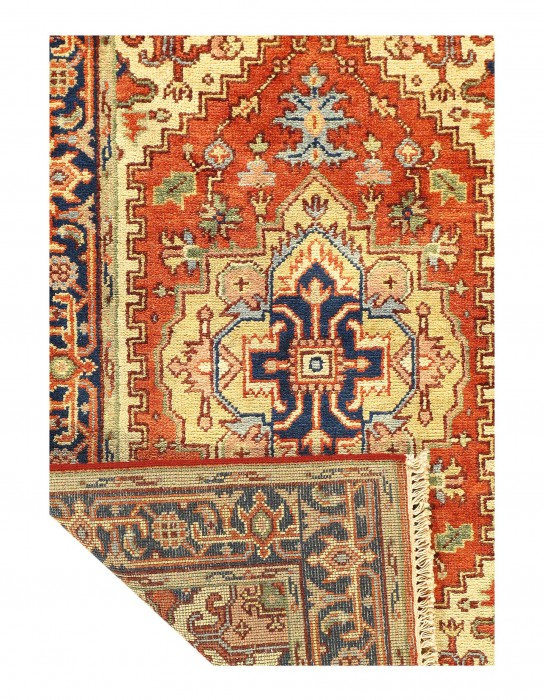Barriner Hand Knotted Area Rug in Rust
